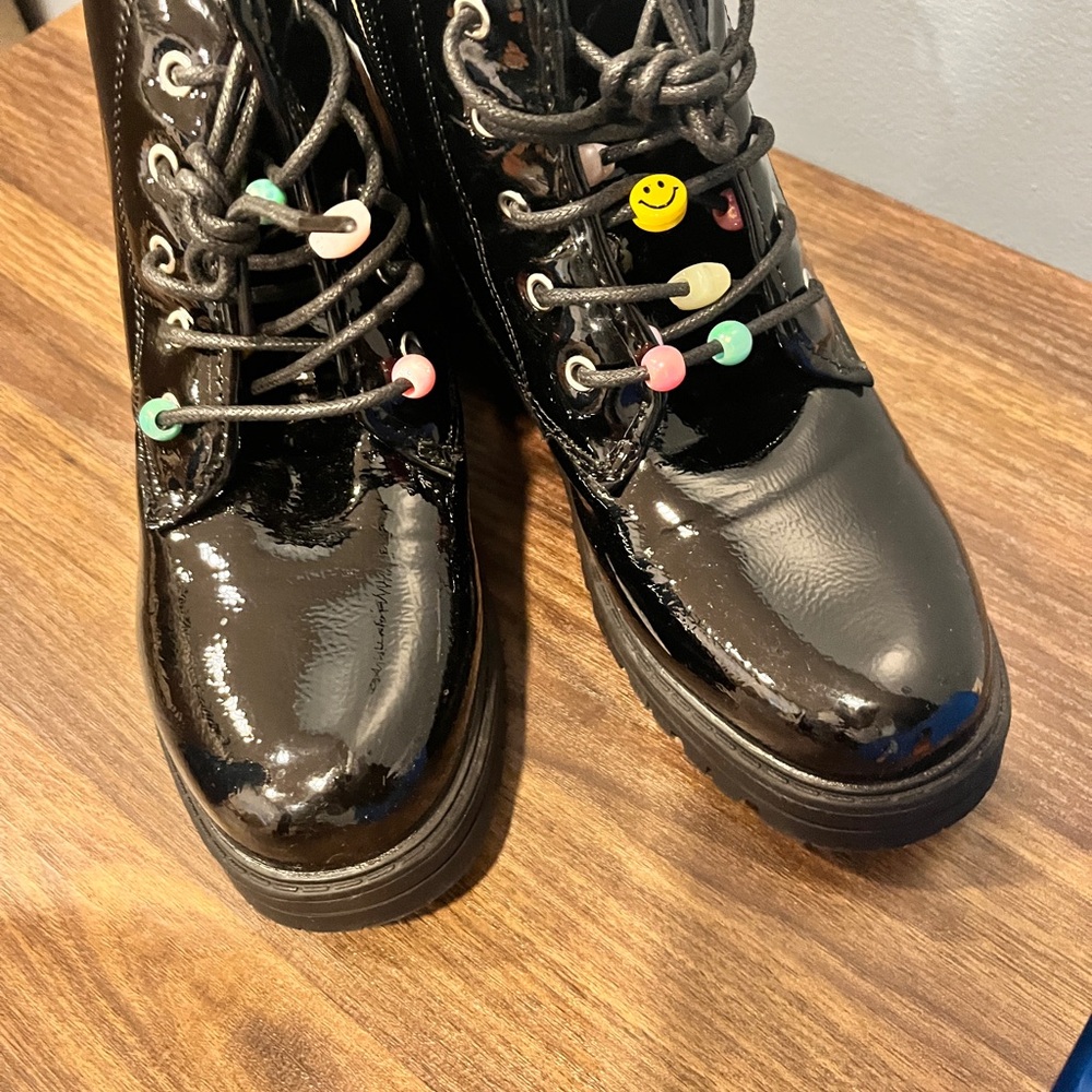 Kids Black Boots with Colorful Accents